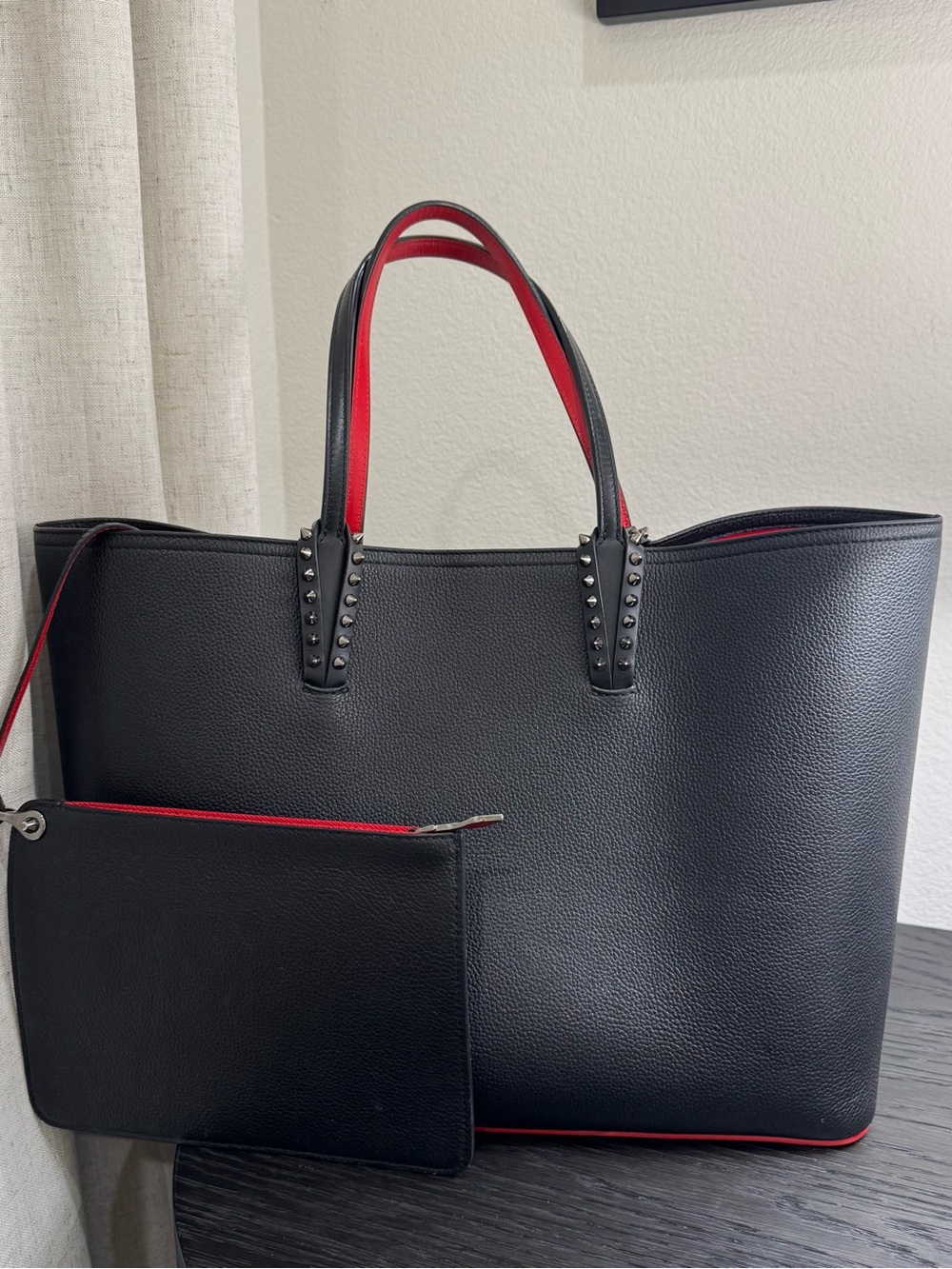 Christian Louboutin Cabata Studded Large Leather Tote Bag Black